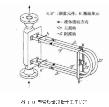 圖 1  U 型管質量流量計工作機理