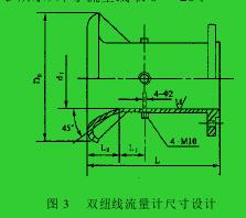 圖 3 　雙紐線流量計尺寸設計
