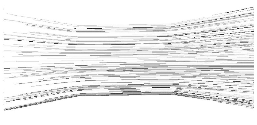 圖1 1 入口速度為5.0m/s的軌跡圖Figure 11 Pathlines of 5.0m/s inlet velocity