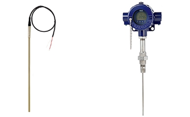 左：連接電纜模型TR40電阻溫度計（應用廣泛）右：為流程工業模型tr12-b電阻溫度計（石化、石油和天然氣行業）